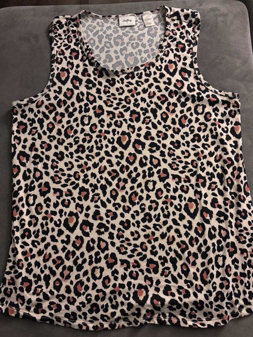 Daytrip Leopard Print Tank Top in Cream, Black & Pink